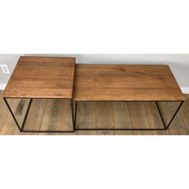 Modern iron an wood Scandinavian modular coffee table. Other table is 20 x 20 x 20