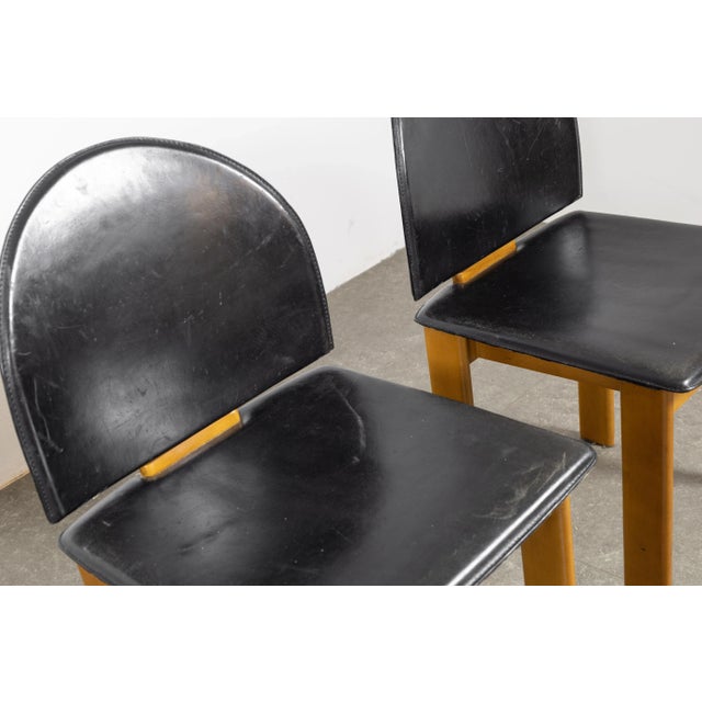 Wood Girgi Dining Chairs in Leather by Tobia & Afra Scarpa, Set of 2 For Sale - Image 7 of 9
