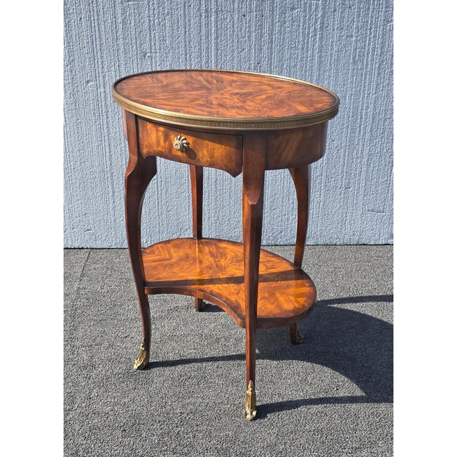 Theodore Alexander Vintage French Style Theodore Alexander Side Table W Burl Wood & Brass Hardware For Sale - Image 4 of 14