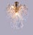 Elegant cascading ceiling light with 48 clear, pink and blue interlocking murano glasses suspended individually on a...