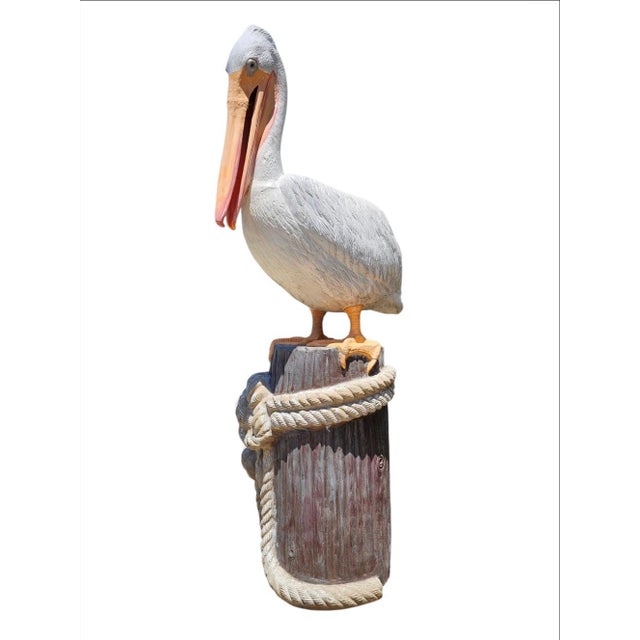 1960s Monumental Metal Jumbo Nautical Pelican on Stand For Sale - Image 9 of 17