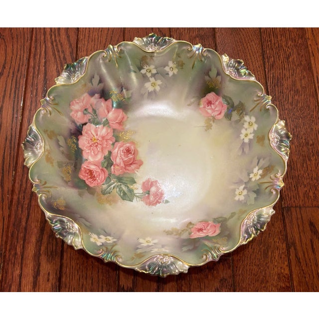 Antique Rs Prussia Decorative Floral Porcelain Bowl For Sale - Image 4 of 12