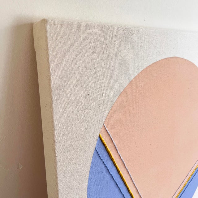 "Cornflower Highlight" Original embroidered painting by Emily Keating Snyder, 20" x 20" x 1.5" D Acrylic paint with...