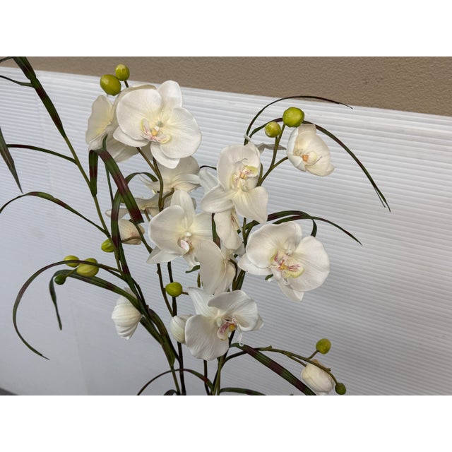 Silk Flower Arrangement of Orchids in Vase For Sale - Image 11 of 12