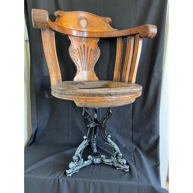Cast Iron and Oak Captains Chair For Sale - Image 10 of 13