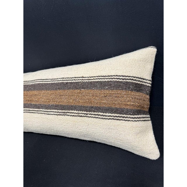 Turkish Hemp Pillow Cushion Natural Beige Brown Cushion Cover 14x40 For Sale - Image 4 of 4