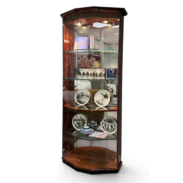 Late 20th Century Henredon Lacquered Mahogany Bunching Curio Display Cabinets, a Pair For Sale - Image 5 of 18
