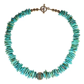 Ajd 19 Inch Sleeping Beauty Turquoise Gently Graduated Necklace For Sale