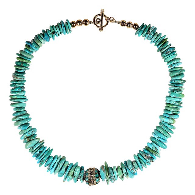 Ajd 19 Inch Sleeping Beauty Turquoise Gently Graduated Necklace For Sale