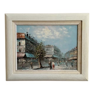 Early-20th Century Impressionist Paris Street Scene, Caroline Burnett (American 1877-1950), Oil-on-Canvas -- Framed For Sale