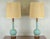 This Pair Of Droolworthy Ceramic & Walnut Mid Century Lamps Are Ready To Light Up Your World! A Soft & Cool Aqua/Tiffany...