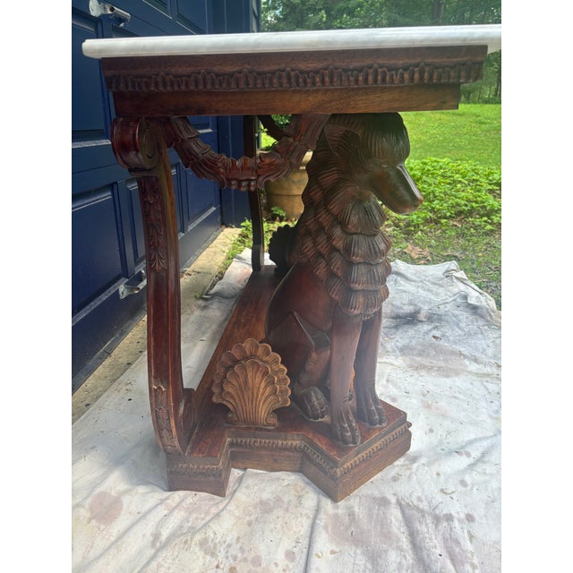 Mahogany Marble Top Console With Carved Dog Supports For Sale - Image 4 of 12