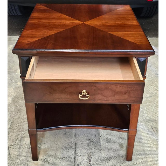 Modern Hickory Chair Company Bookmatched Fruitwood Tiered Stretcher Side Table For Sale - Image 3 of 8