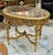 French Louis XVI Style Gold Leaf Coffee Table With Marble Top & Ornate Carved Details For Sale - Image 4 of 5