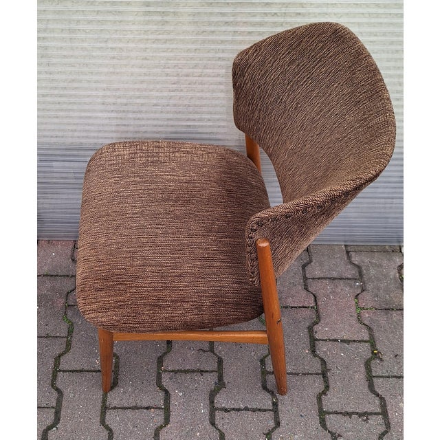 Wood Mid-Century Dining Chairs with Beechwood Frame and Brown Fabric Upholstery, 1960s, Set of 4 For Sale - Image 7 of 10
