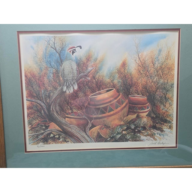 1990s 1990s Jerald Bishop Southwestern Lithograph 91/1,000 Professionally Framed For Sale - Image 5 of 5