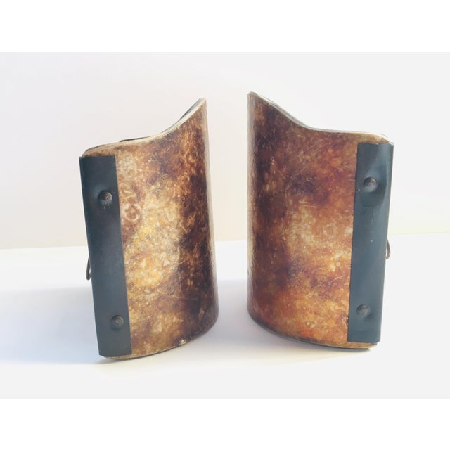 The color shown is darker than what is available. These are newly manufactured Almond colored Mica and Metal lamp shades...