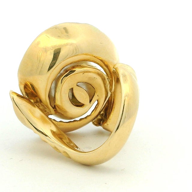 1970s Vintage Italian 18k Gold South Sea Pearl and Diamond Cocktail Ring, 1970s, Size 5.5 For Sale - Image 5 of 15