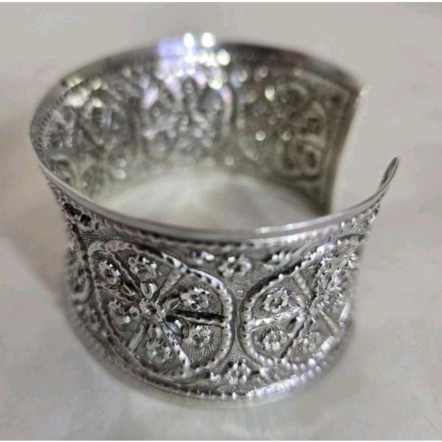 Sterling Silver Repoussé Cuff Bangle, Birmingham, 2009 For Sale - Image 12 of 18