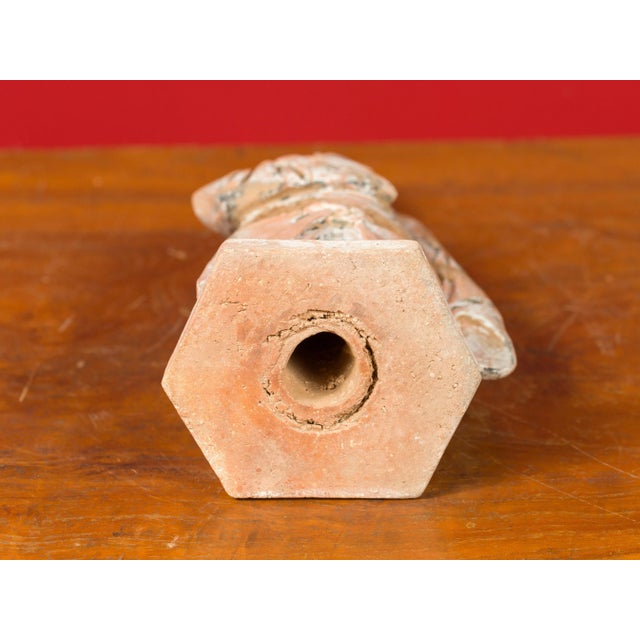 Chinese Tang Dynasty Chinese Court Official Terracotta Sculpture with Original Paint For Sale - Image 3 of 12