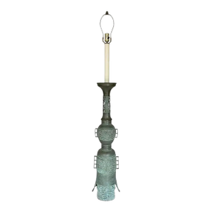 Late 20th Century Mid Century Modern James Mont Style Tall Patinated Bronze Table Lamp, Japan