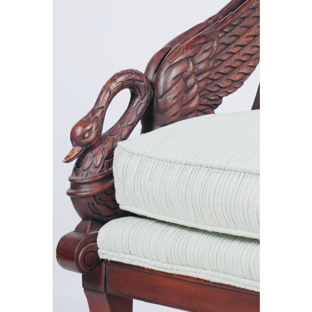 Hollywood Regency Mid 20th Century Empire Revival Carved Mahogany Swan Desk Chair From the Glorya Kaufman Estate For Sale - Image 3 of 7