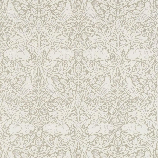 Morris & Co Pure Brer Rabbit Wallpaper in Gilver - a Sample For Sale