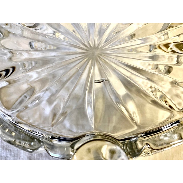 1930s Vintage Oval Pressed Glass Footed Bowl For Sale - Image 5 of 5