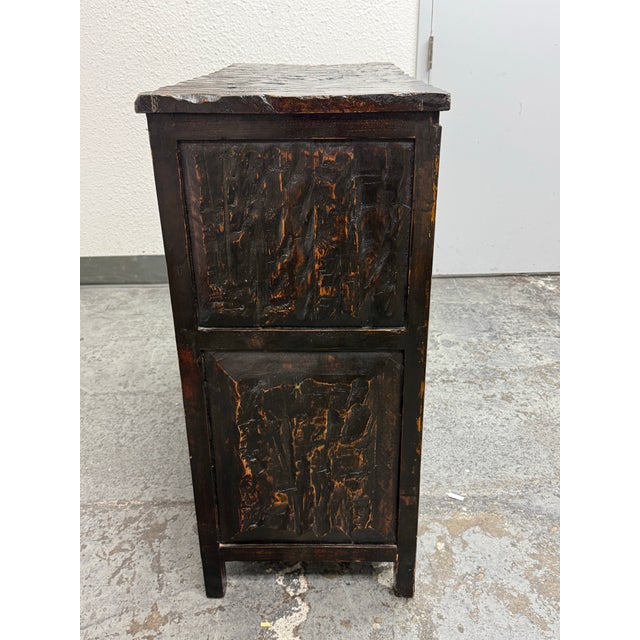 Late 20th Century Asian Hand Painted & Lacquered Wood Cabinet, Vintage For Sale - Image 5 of 12
