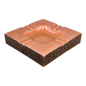 Mid-Century Large California Pottery Salmon Pink Square Cigar Ashtray