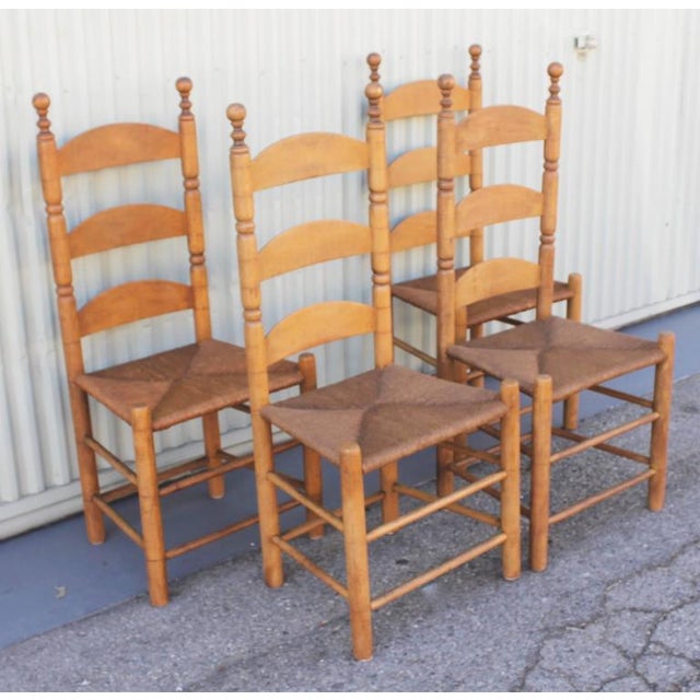 19th Century Original Old Surface Maple Ladderback Chairs Chairish