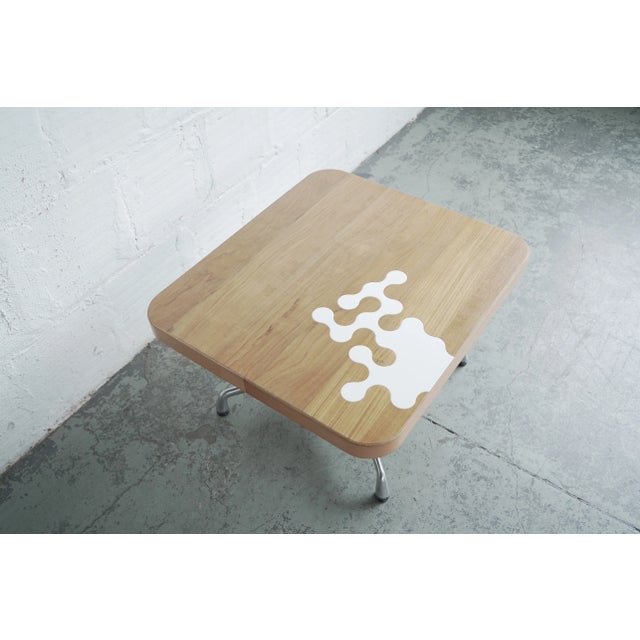 Modern Teak Table With Corian Inlay For Sale - Image 4 of 5