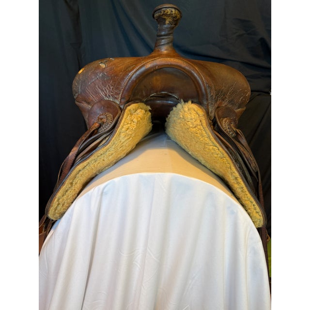 Animal Skin Vintage 1920s American Western Saddle H.H.Heiser For Sale - Image 7 of 8