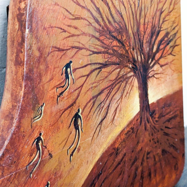 Original Surreal Art on Shaped Wood – Tree and Abstract Figures Painting For Sale In San Francisco - Image 6 of 7