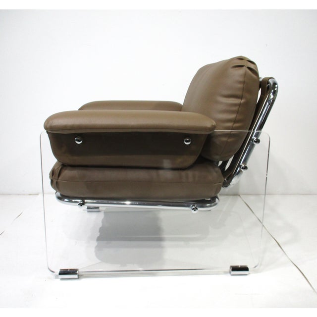 Brown Pace Argenta Upholstered and Lucite Lounge Chairs for Pace Collection For Sale - Image 8 of 17