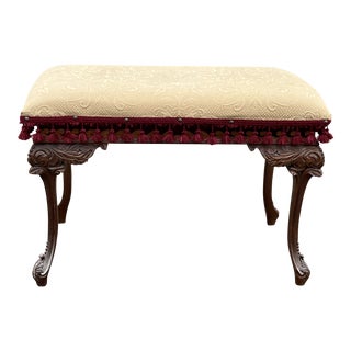 Antique Louis XV French Carved Wood Parlor Boudoir Bench For Sale