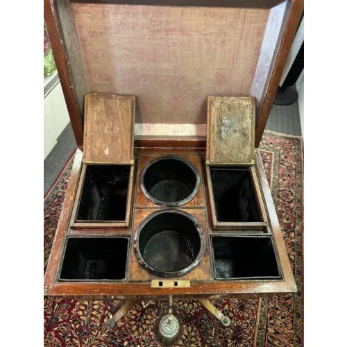 Antique English Regency Fully Fitted Tea Caddy Stand on Casters For Sale - Image 9 of 12