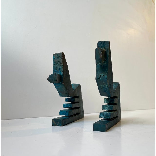 Brutalist Bronze Sculptures by Peder Evald Madsen, 1980s, Set of 2 For Sale - Image 4 of 14