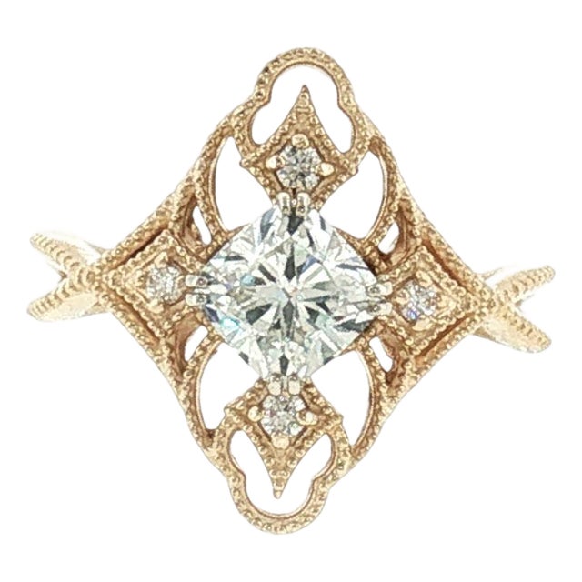 Modern Vintage Style Engagement Ring With Repurposed 1.06 Carat Cushion Diamond, Size 6.5 For Sale