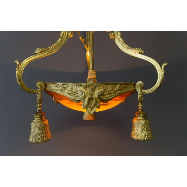 Neoclassical Style Gilt Bronze Chandelier from Verrerie D'Art Degué, 1920s For Sale - Image 12 of 18