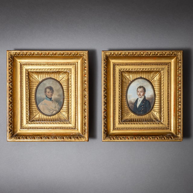 Portraits of Gentlemen, 19th Century, Painting, Set of 2 For Sale - Image 9 of 9