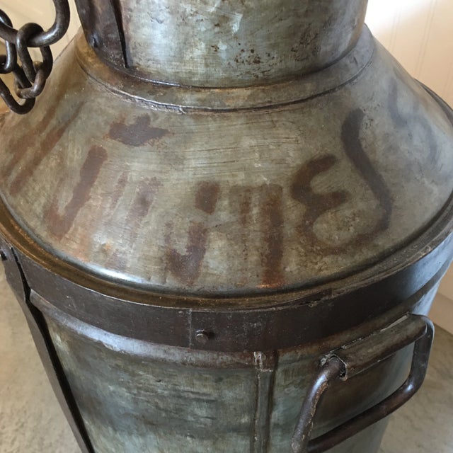 Antique Original Metal Milk Can For Sale - Image 4 of 13