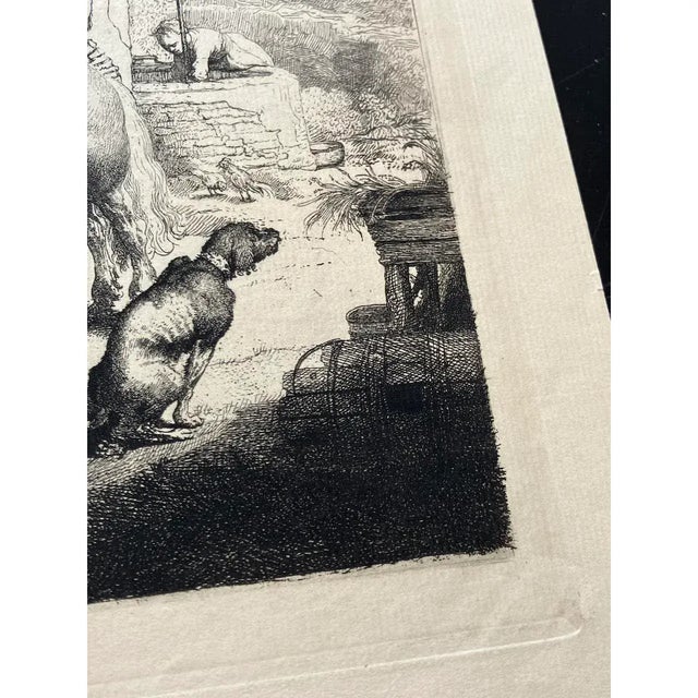 Traditional Vintage Rembrandt "The Good Samaritan" Etching Reproduction | Mid-Century Old Master Art Print on Hand-Laid Paper For Sale - Image 3 of 12