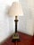 Wood Mid 20th Century Neoclassical Black and Gold Corinthian Column Lamp With Hand Painted Florals and Pleated Shade For Sale - Image 7 of 9