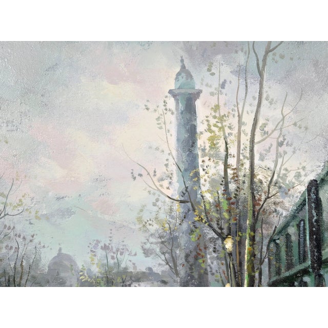 1970s J. Gaston Signed Painting of Paris Street Scene With Street Cars & Figures For Sale - Image 9 of 13