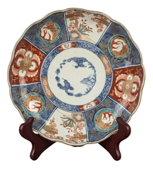 Imari Porcelain Plate with Japanese Lakeside Decoration, 1890