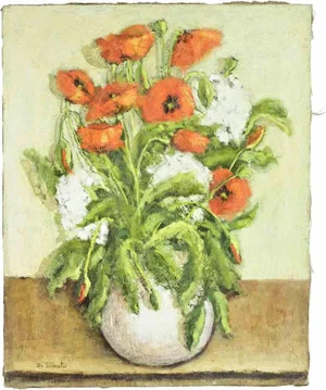 Unknown, Vase of Flowers, Oil Paint, 1990s