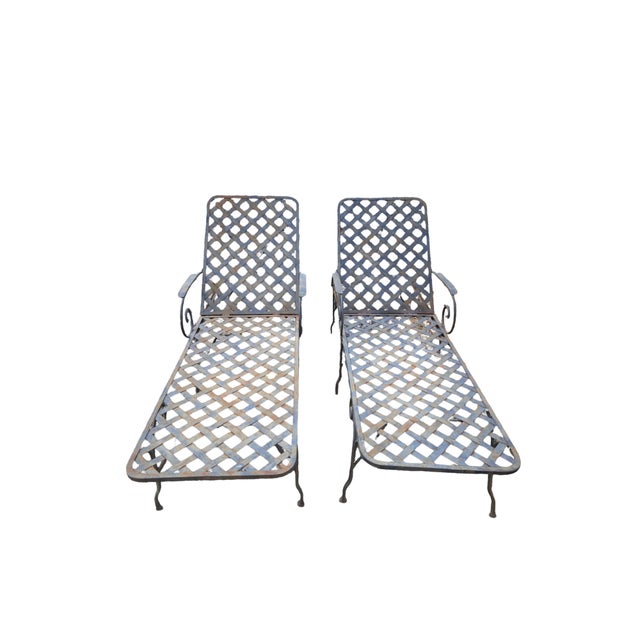 Vintage Wrought Iron Patio Lounge Chairs For Sale - Image 4 of 11