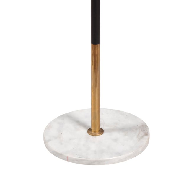 Brass and Black Lacquered Metal Frame Floor Lamp with Marble Base and Glass in the style of Fontana Arte, 1960s For Sale - Image 4 of 6