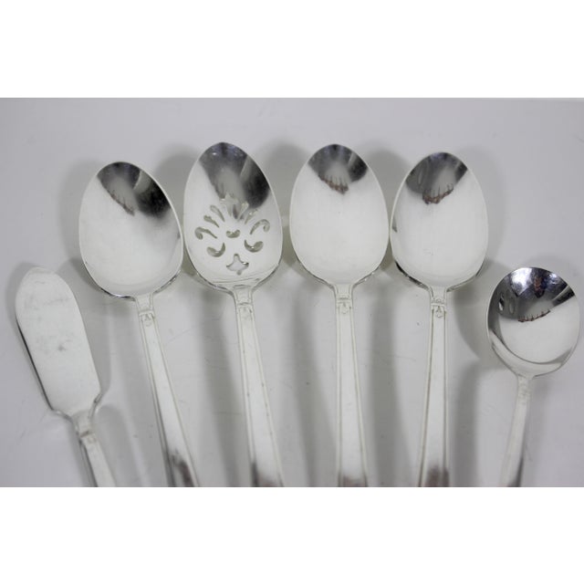 Art Deco 1937 First Love Hostess Set of Serving Utensils Spoons Slotted Sugar Butter Knife Entertaining - 6 Piece For Sale - Image 3 of 11